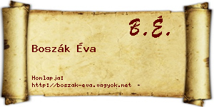Boszák Éva névjegykártya